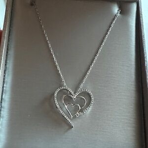 Zales .925 Elegant Silver Heart Pendant Necklace